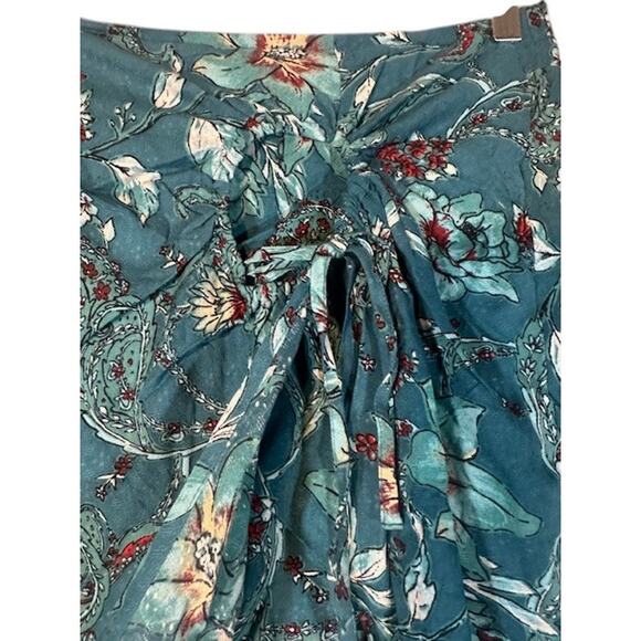 Band of the Free Teal Blue Floral  Bohemian Wrap Style Long Maxi Skirt Women Med - Picture 6 of 11